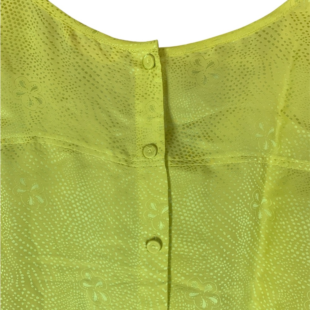 Rebecca Taylor women’s yellow green short sleeve blouse size 12 office career - Picture 7 of 13